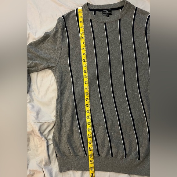 British Invasion Gray Striped Crew Neck Sweater - Picture 4 of 6